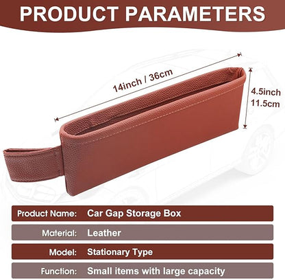 2 Pack Update Car Seat Gap Filler Organizer Leather Console Storage Box Front Side Pocket Seats Organizers Filler Interior Car Accessories for Phone Wallet Coin Key Sunglasses (Brown)