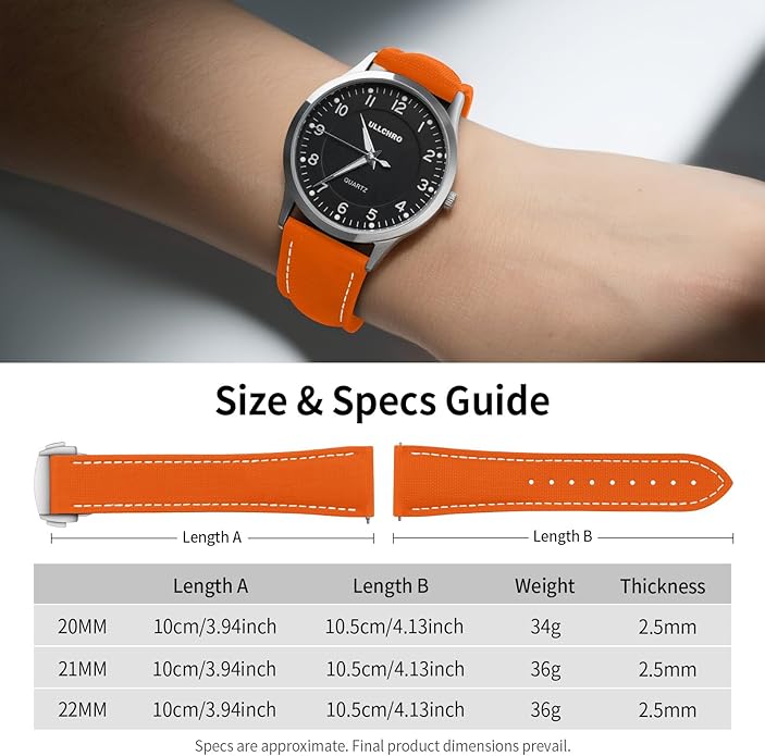 ULLCHRO Watch Strap Watch Band 20mm 22mm Man Waterproof Quick Release Bands Sport Replacement Strap Soft FKM Rubber Watchband