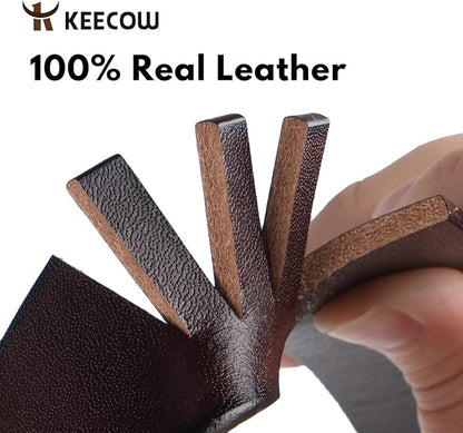 KEECOW Men's 100% Italian Cow Leather Belt Men With Anti-Scratch Buckle,Packed in a Box