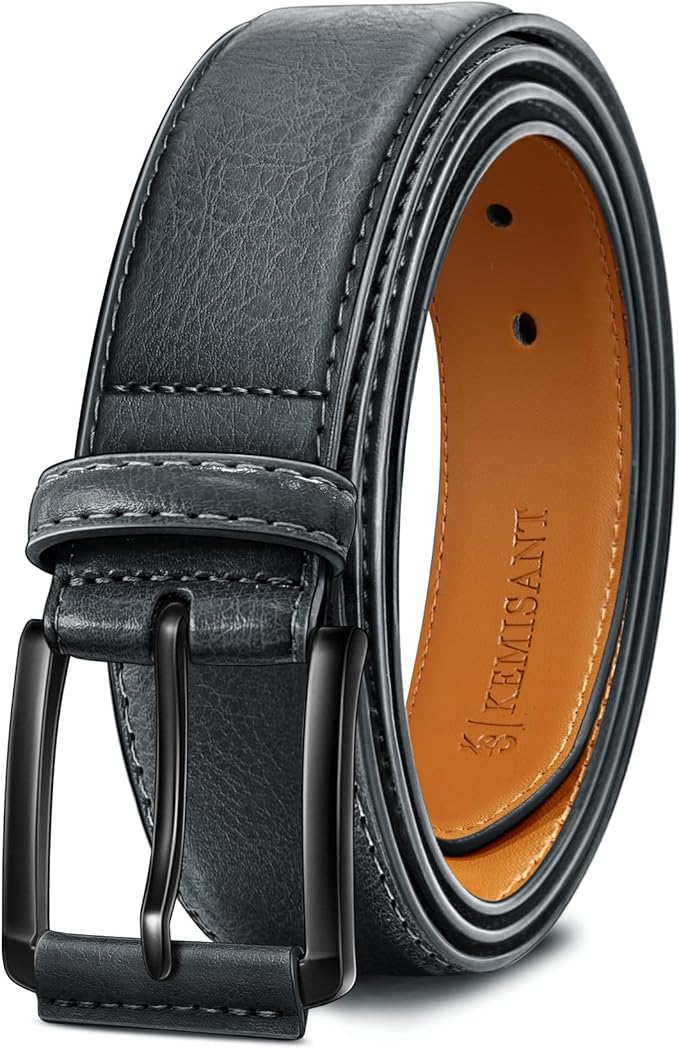 KEMISANT Men Belt-Genuine Leather Belt for Men Dress Casual Golf Jeans 1 3/8"
