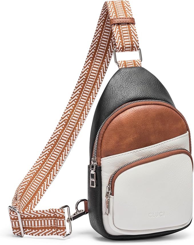 CLUCI Small Sling Bag for Women, Vegan Leather Fanny Pack Crossbody Bags for Women, Chest Bag With Guitar Strap