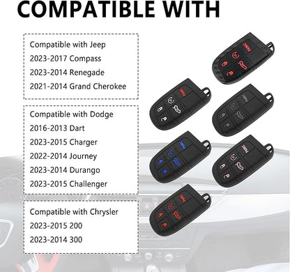 5 Buttons Key Fob Cover,Key Fob Replacement for Protecting Remote Keys,Keys Fob Case Compatible with Jeep Dodge Chrysler (Carbon Fiber Red)