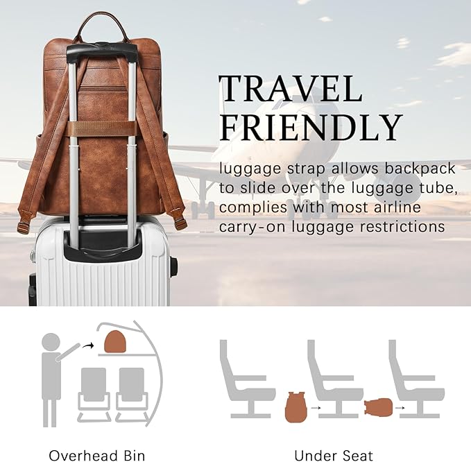 Shrrie Upgraded Large Travel Laptop Backpack with Laptop Compartmetn Fits 17 inch Laptop,Waterproof Vegan Leather Computer Backpack for Women and Men Work Business College