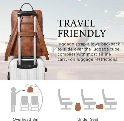 Shrrie Upgraded Large Travel Laptop Backpack with Laptop Compartmetn Fits 17 inch Laptop,Waterproof Vegan Leather Computer Backpack for Women and Men Work Business College