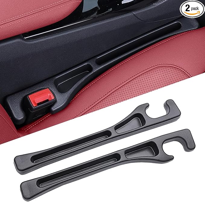 Dyale Car Seat Gap Filler 2 Pack, No Drop Seat Guard for Cars SUVs Trucks, Car Accessories Interior for Between Seat and Console, Prevent Stop Cellphone Wallet Keys Coins and Card from Dropping-Black