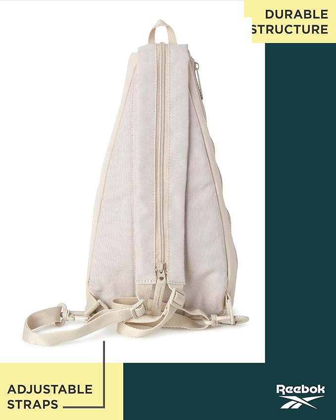 Reebok Unisex Crossbody Sling Bags – Compact Convertible Strap Cross Body Bag Travel Sling Bag - Gym & Travel Essential, Maeves Stucco