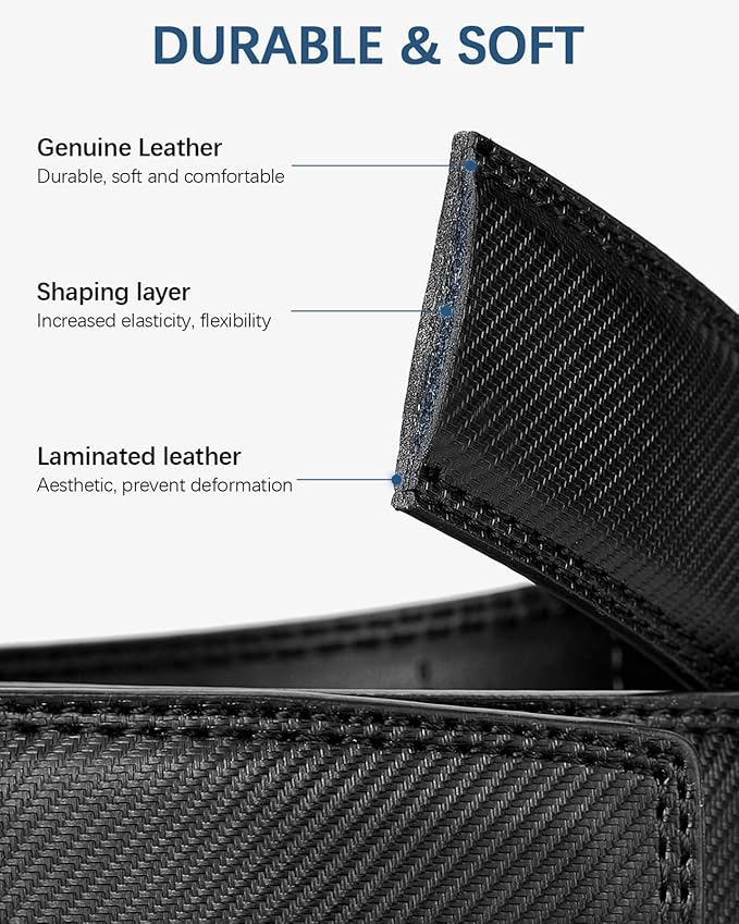 BOSTANTEN Mens Belt Leather Ratchet Belt For Men Dress and Casual with Adjustable Buckle, Trim to Fit