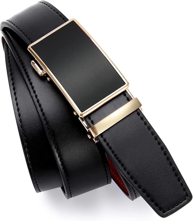 CHAOREN Mens Belt - Mens Ratchet Belt Leather 1 3/8" for Dress Pant - Micro Adjustable Belt Fit Everywhere