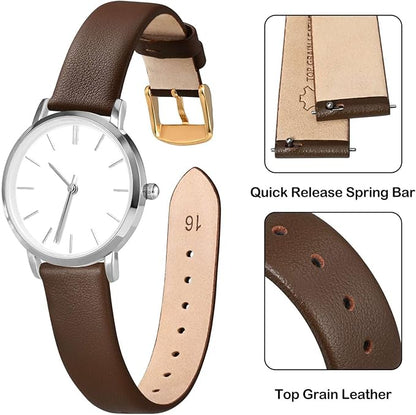 ANNEFIT Watch Bands for Men Women, Top Grain Leather Watch Strap with Quick Release, Band Width 12mm 13mm 14mm 16mm 18mm 20mm 22mm
