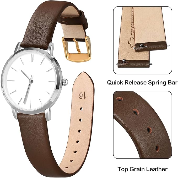 ANNEFIT Watch Bands for Men Women, Top Grain Leather Watch Strap with Quick Release, Band Width 12mm 13mm 14mm 16mm 18mm 20mm 22mm