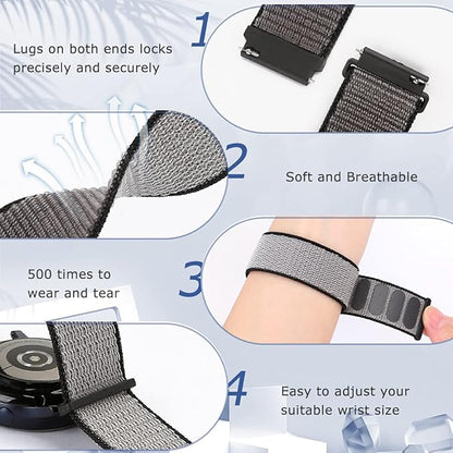 18mm Nylon Sport Quick Release Watch Bands Compatible with Garmin Venu 4 41mm/3S 41mm/Venu 2S/Vivoactive 4S/Vivomove 3S/Active S/Forerunner 265S(42mm)/255S/Fossil Women's Gen 6 42mm/5E 42mm Women Men