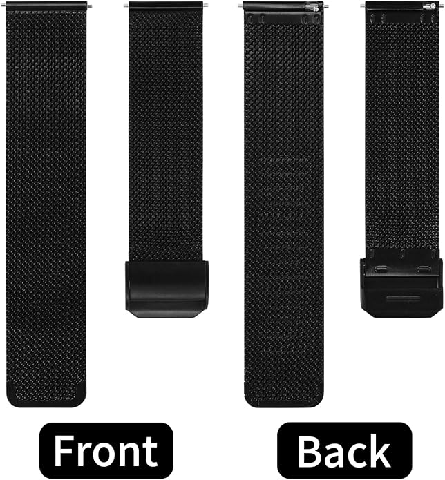 TStrap Mesh Watch Band Metal - Black Quick Release Watch Bands for Men Women - Stainless Steel Smart Watches Strap Bracelet Replacement - 10mm 12mm 14mm 16mm 18mm 20mm 22mm