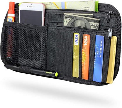 LIVANS Car Sun Visor Organizer, Vehicle Visor Storage Pouch, Auto CD and Glasses Holder, Interior Car Accessories for Credit Card and Registration Document, Fits Most Cars, SUVs, Jeeps, Trucks