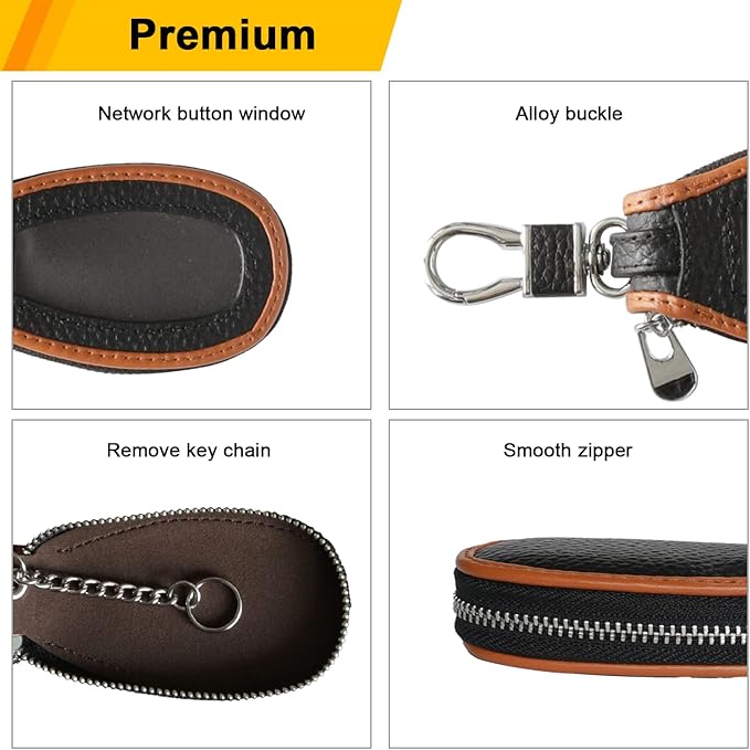 Universal Premium Car Key Fob Case Genuine Leather Car Smart Key fob Holder for Remote Key Fob