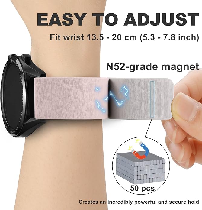 WOCCI Magnetic Watch Bands, Wood Grain Silicone, Quick Release, Compatible Watch Lug 20mm 22mm