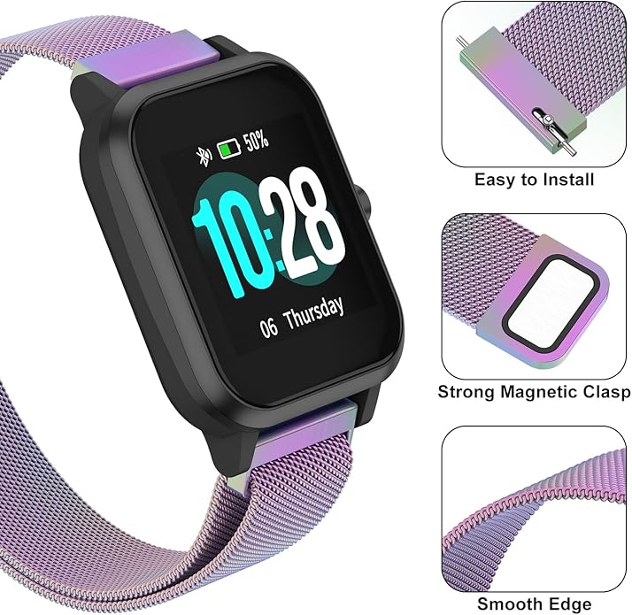 Vanjua 18mm 19mm 20mm 22mm Watch Band Quick Release Replacement Wristbands, Stainless Steel Metal Mesh Loop Adjustable Magnetic Replacement Straps Bands for Men Women