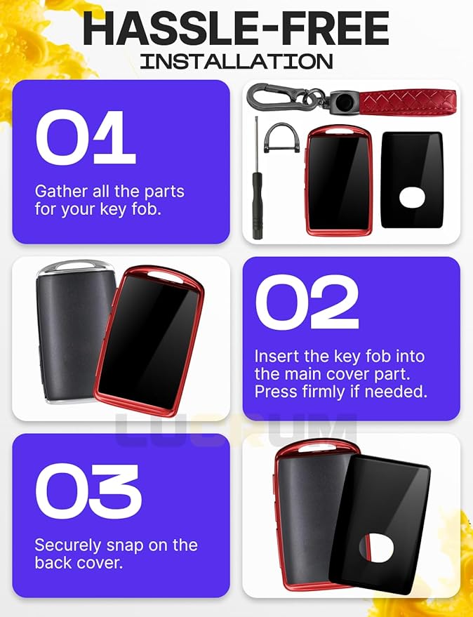 Lucrum Compatible with Mazda Key Fob Cover & Leather Keychain - TPU Case for 3, 6, CX-5 CX-9 CX-30 CX-50 CX-70 (2019-2025)