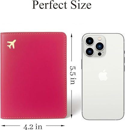 PU Leather Passport Holder Covers Case, Waterproof Rfid Blocking Travel Wallet Passport Holder(Claret Red)