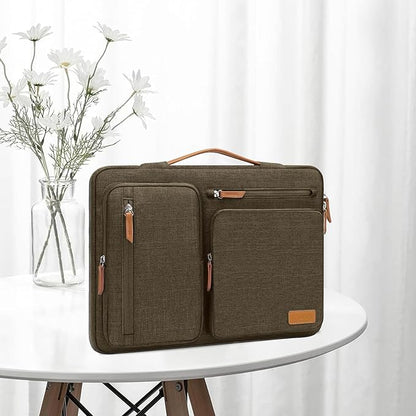MOSISO 360 Protective Laptop Case 13.3 inch, 13-13.3 inch Laptop Sleeve Compatible with MacBook Air/Pro 13 / Pro 14,HP Dell Acer ASUS,Side Open Carrying Case with 4 Zipper Pockets&Handle, Carob Brown