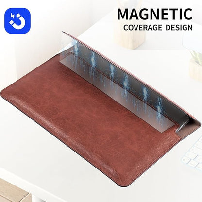13 Inch Leather Laptop Sleeve for MacBook Neo (Apple A18 Pro) & MacBook Air 13 Inch M5 M4 M3 M2 M1 & MacBook Pro 13 Inch M2 M1,Protective Case Cover with Magnetic Closure,Yellow Brown