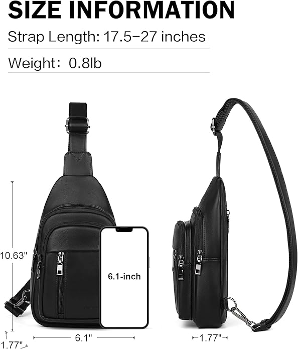 MASINTOR Sling Bag for Women - Crossbody Bags Fanny Pack with Vegan Leather - Adjustable Sling Backack for Travel