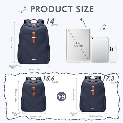 Laptop Backpack for Women,Casual Work Business Backpacks Purse Carry on Travel Backpack,14 Inch,Navy Blue