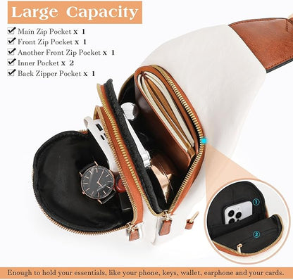 SUOSDEY Sling Bags for Women - Crossbody Leather Sling Backpack Chest Shoulder Bags for Casual Traveling Hiking Cycling