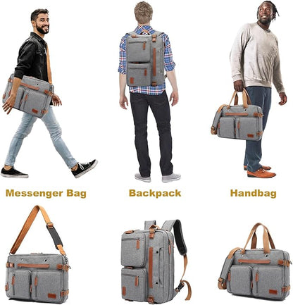 MOLNIA 3 in 1 Laptop Bag for Men, 17.3 inch Computer Bags for Men, Laptop Backpack, for Travel Business Work, Briefcases Messenger Bag for Men Women, Grey