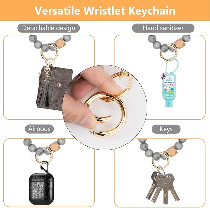 KNGITRYI Wallet Keychain Wristlet for Women,Slim RFID Credit Card Holder Purse Tassel Keychain Bangle Key Ring for Men Women