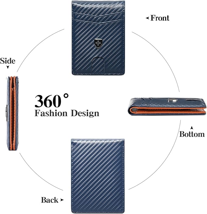 Mens Wallet Leather Credit Card Holder Slim Bifold RFID Blocking Front Pockets Minimalist Wallets for Men with ID Window