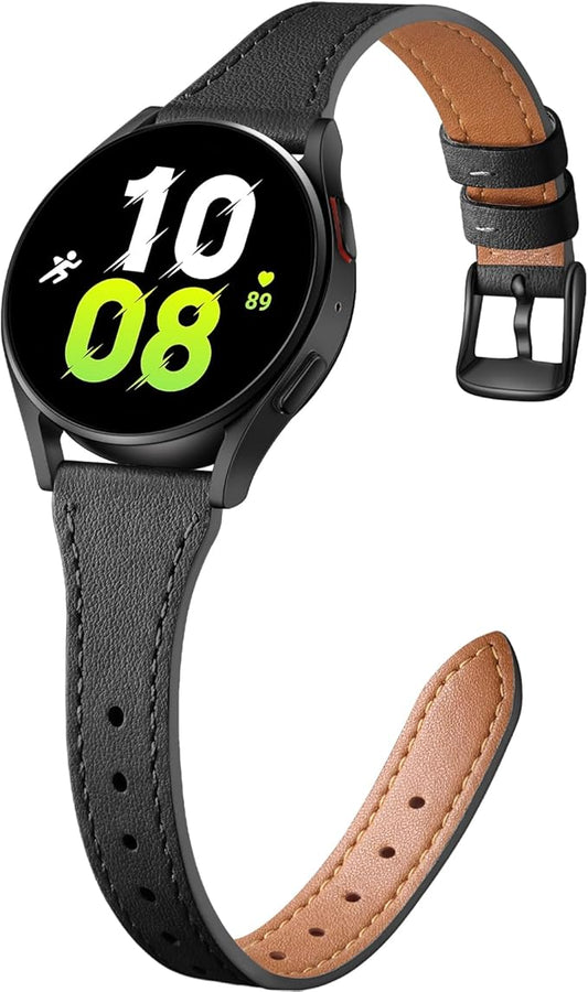 GEAK Slim Leather Band Compatible with Galaxy Watch 7 Band/6 5 4 FE 40mm 44mm/5 pro 45mm/Classic/Galaxy Active 2, 20mm Genuine Leather Strap with Quick Release Buckle for Samsung Watch Bands Women