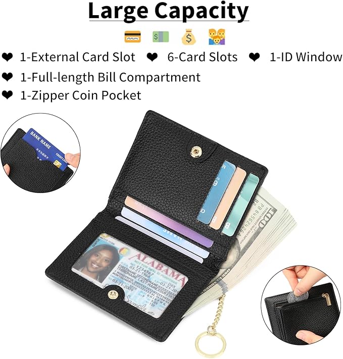GAEKEAO Wallet Women RFID Blocking Small Bifold Vegan Leather Ladies Mini Purse with ID Window Zipper Change Pocket