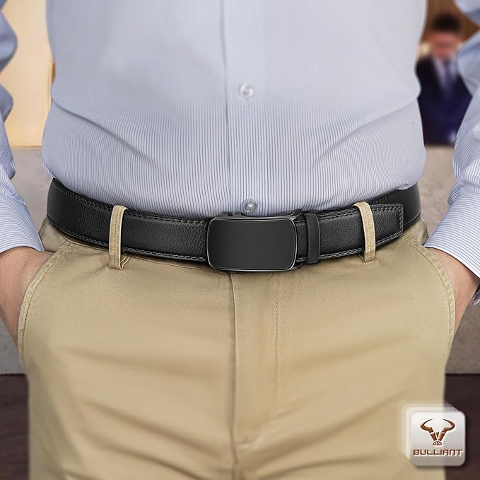 BULLIANT Men's Ratchet Belt Nontrimmable-Click Belt Adjustable for Men Gift Lightweight 1 3/8"