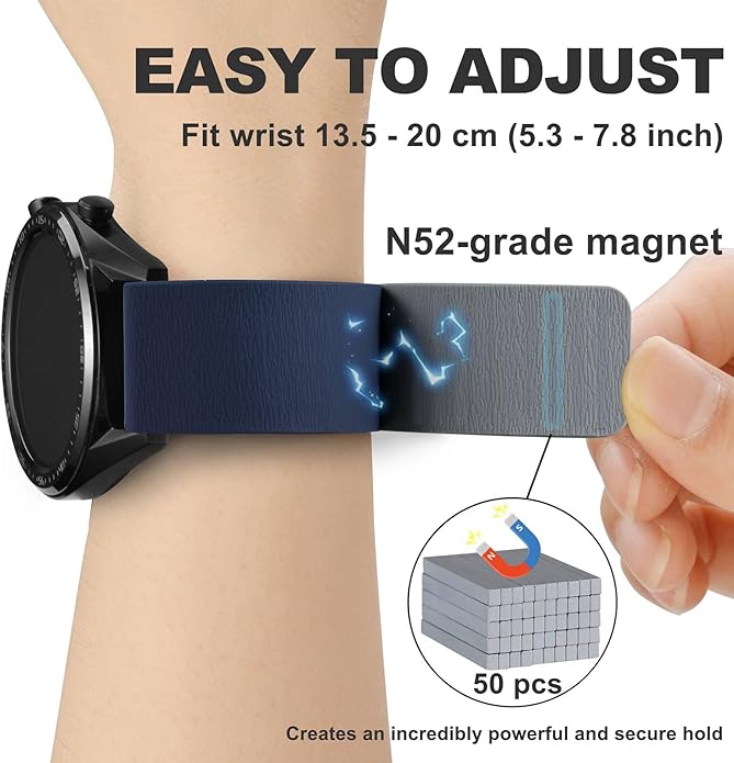 WOCCI Magnetic Watch Bands, Wood Grain Silicone, Quick Release, Compatible Watch Lug 20mm 22mm