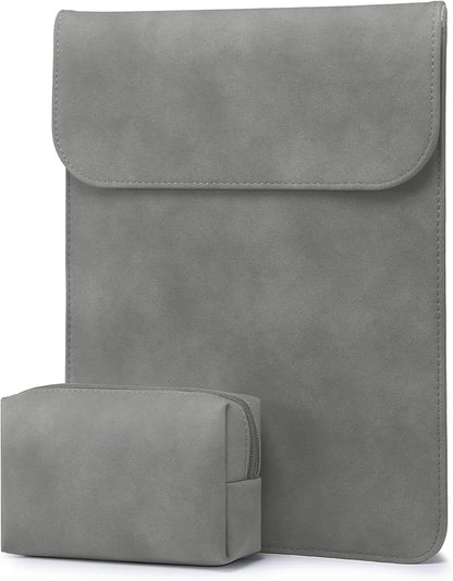HYZUO 15-16 Inch Laptop Sleeve for MacBook Pro 16 M5/M4/M3/M2/M1 Pro/Max A3428 A3429 A3403 A3186 2026-2019, MacBook Pro 15 2015-2012, XPS 15, Faux Suede Leather Case with Accessory Bag, Dark Gray