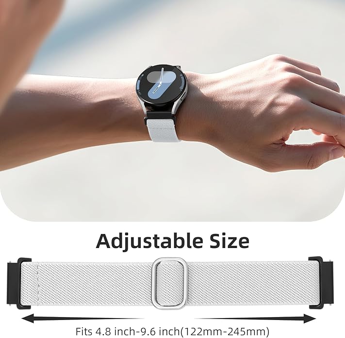 DaQin 3 Pack Nylon Watch Bands Compatible with 16mm 18mm 20mm 22mm Quick Release Watch Band, Adjustable Soft Stretchy Solo Loop Strap Elastic Braided Relacement Wristband for Men Women