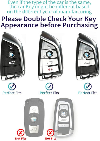 Creativity Suitable for BMW key fob Cover. Advanced soft TPU key box is compatible with F30 F45 F55 G20 G30 X1 X3 X4 X5 X6 X7 3 5 6 7 8 M5 M6 GT series smart key (Type B Blue Key Case + key chain set)