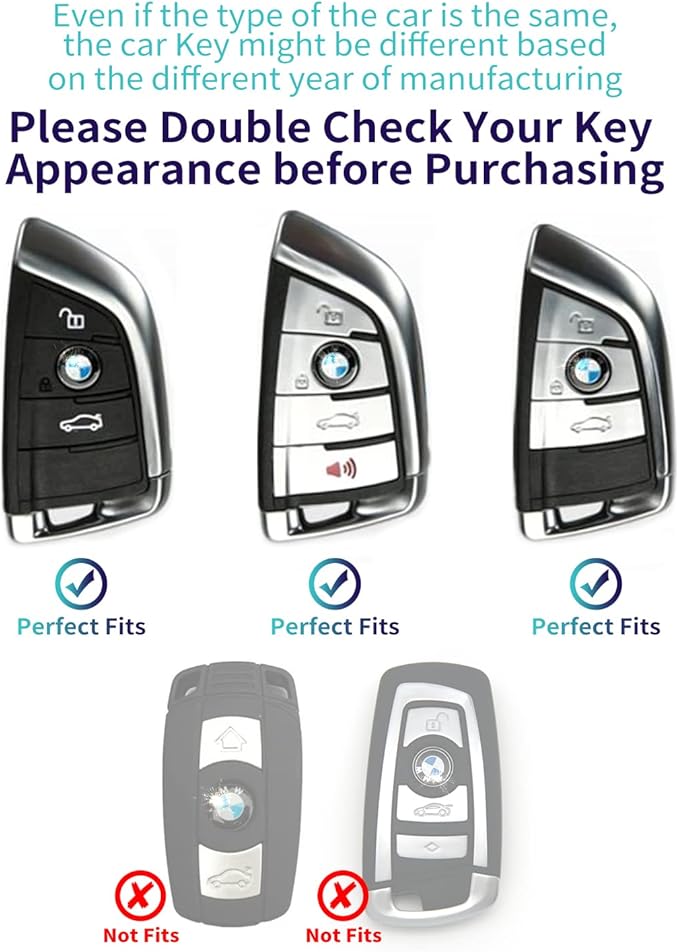 Creativity Suitable for BMW key fob Cover. Advanced soft TPU key box is compatible with F30 F45 F55 G20 G30 X1 X3 X4 X5 X6 X7 3 5 7 8 M5 M6 GT series smart key (Type B Silver Key Case + key chain set)