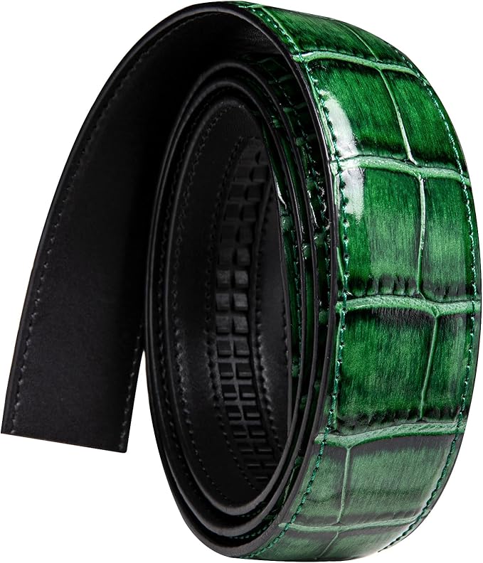 Dubulle Designer Ratchet Belt for Men Leather Fashion Adjustable Automatic Buckle Sliding Removable Dress Casual