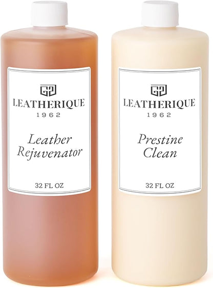 Leatherique Leather Care & Preservation Set - 32 oz | Leatherique Rejuvenator Oil & Prestine Clean 2-Step System | Softens, Conditions & Preserves Leather | Perfect for Cars, Furniture, Saddles & More