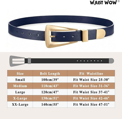 Women's Leather Belts for Jeans Pants Fashion Leather Waist Belt Ladies Dress Belts with Gold/Silver Buckle