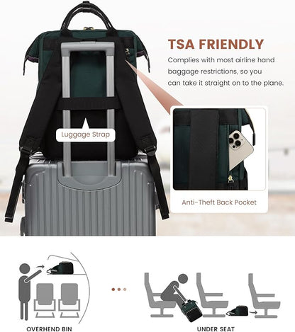 LOVEVOOK Laptop Backpack for Women, 15.6'' Waterproof Nurse Bag Teacher Work Backpack Purse for Women, Travel Computer Backpack for College Office Business Ladies