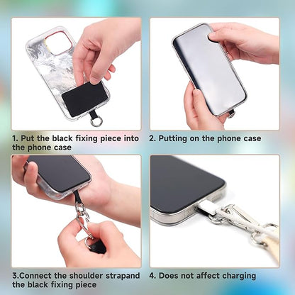 FUVLIFE Phone Lanyard Crossbody Wrist Strap, Adjustable Clip and Go Strap for Phone with Wallet Crossbody, Phone Strap with Zippered Pouch, Universal Hands-Free for All Cell Phone