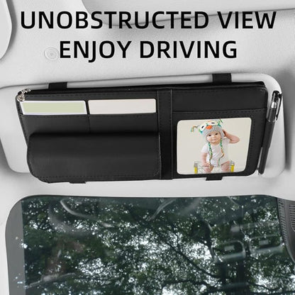 Car Sun Visor Organizer, Visor Storage Pouch Holder with a Picture Frame, Visor Document Holder for Truck, with Sunglasses Clip, Essential Visor Accessories for Driver Auto Owners BLack