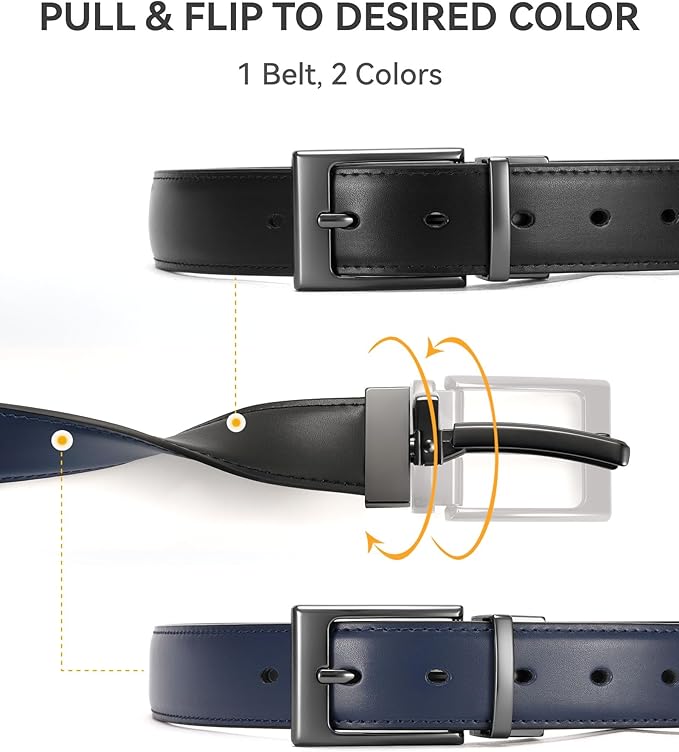 CHAOREN Reversible Belt Men 1 Piece - 1.25" Leather Dress Belt - Trim to Fit for Elegant Style