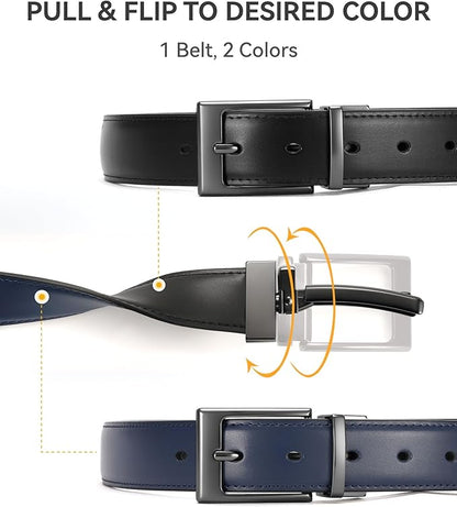 CHAOREN Reversible Belt Men 1 Piece - 1.25" Leather Dress Belt - Trim to Fit for Elegant Style