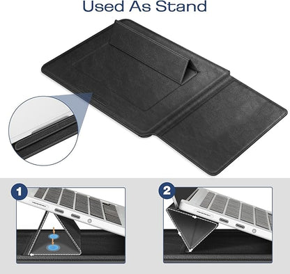 Fintie Sleeve Case for MacBook Air 13.6 A3449 A3240 A3113 A2681, Pro 14 A3427 A3426 A3434 A3401 A3185 A3112 A2992 A2918 A2779 A2442, MacBook Pro/Air/Neo 13 - Slim Bag Cover with Stand, Black