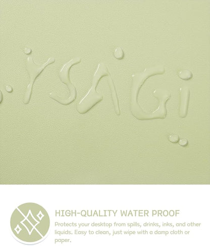YSAGi Non-Slip Leather Desk Pad L Size, Waterproof Laptop Computer Desk Keyboard Mat, Table Protector Blotter Mat, Large Mouse Pad for Office/Work/Home/Decor(Matcha Green, 35.4" x 17")