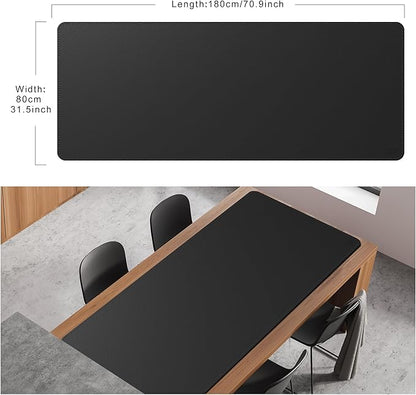 Cacoy 70.9x31.5 Inches Faux Leather Desk Pad Blotter, Waterproof Table Protector Mat, Large Gaming Computer Mouse Pad, Office and Home Desk Matt for Desktop, Black