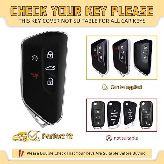 FT FUNTOR Key Fob Cover for Volkswagen,Soft TPU Full Protection Case Compatibale With VW Golf GTI Atlas Skoda Octavia ID3 ID4 MK8 (Blue, 5 Buttons)